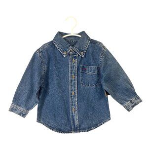 Li'L 66 Toddler Boys Blue Denim Button-Up Shirt With Chest Pocket NWT